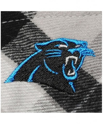 Men's Black, Gray Carolina Panthers Ease Flannel Long Sleeve Button-Up Shirt $29.57 Shirts