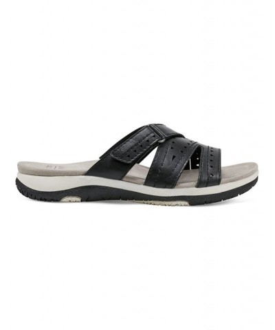 Women's Suella Strappy Casual Slip-on Flat Sandals Black $39.50 Shoes