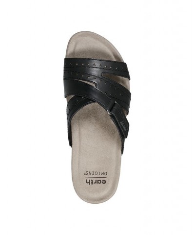 Women's Suella Strappy Casual Slip-on Flat Sandals Black $39.50 Shoes