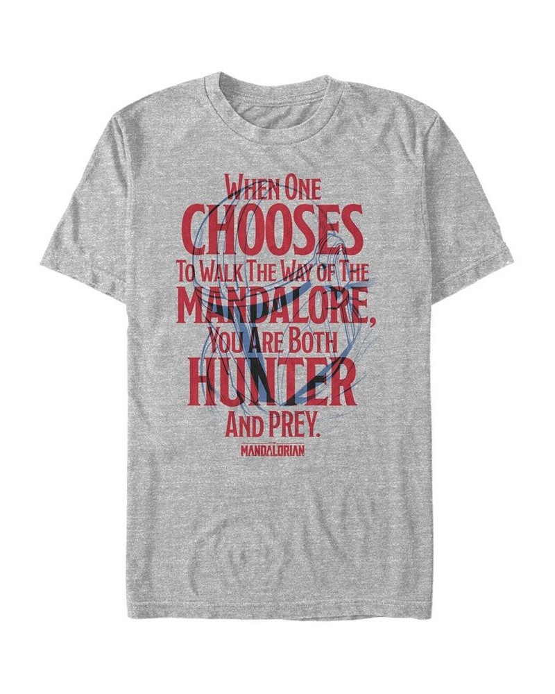 Star Wars The Mandalorian You are Both Hunter and Prey Short Sleeve Men's T-shirt Gray $20.99 T-Shirts