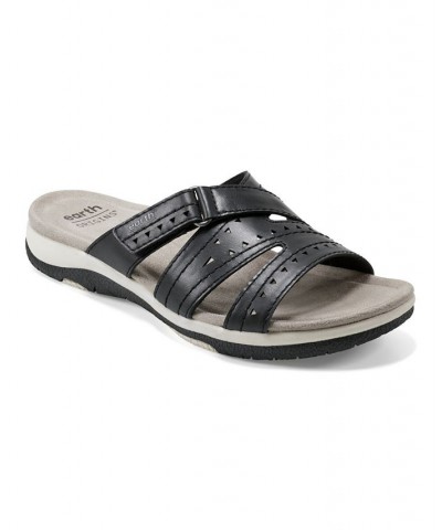 Women's Suella Strappy Casual Slip-on Flat Sandals Black $39.50 Shoes