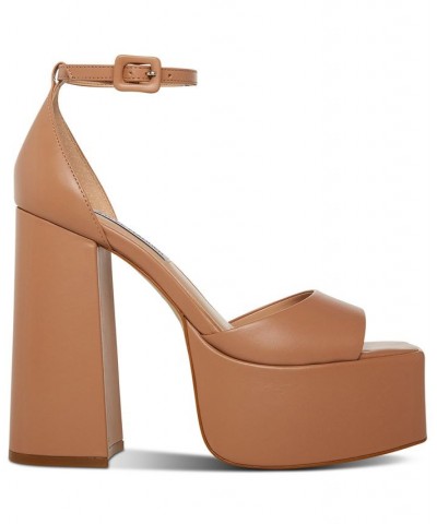 Women's Kassiani Ankle-Strap Platform Dress Sandals Brown $38.17 Shoes