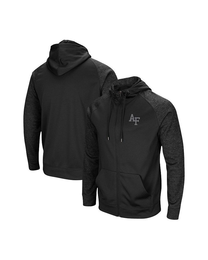 Men's Black Air Force Falcons Blackout 3.0 Tonal Raglan Full-Zip Hoodie $38.99 Sweatshirt