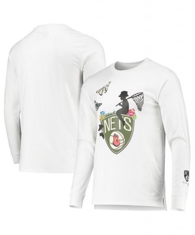 Men's White Brooklyn Nets Sue Tsai Long Sleeve T-shirt $45.00 T-Shirts