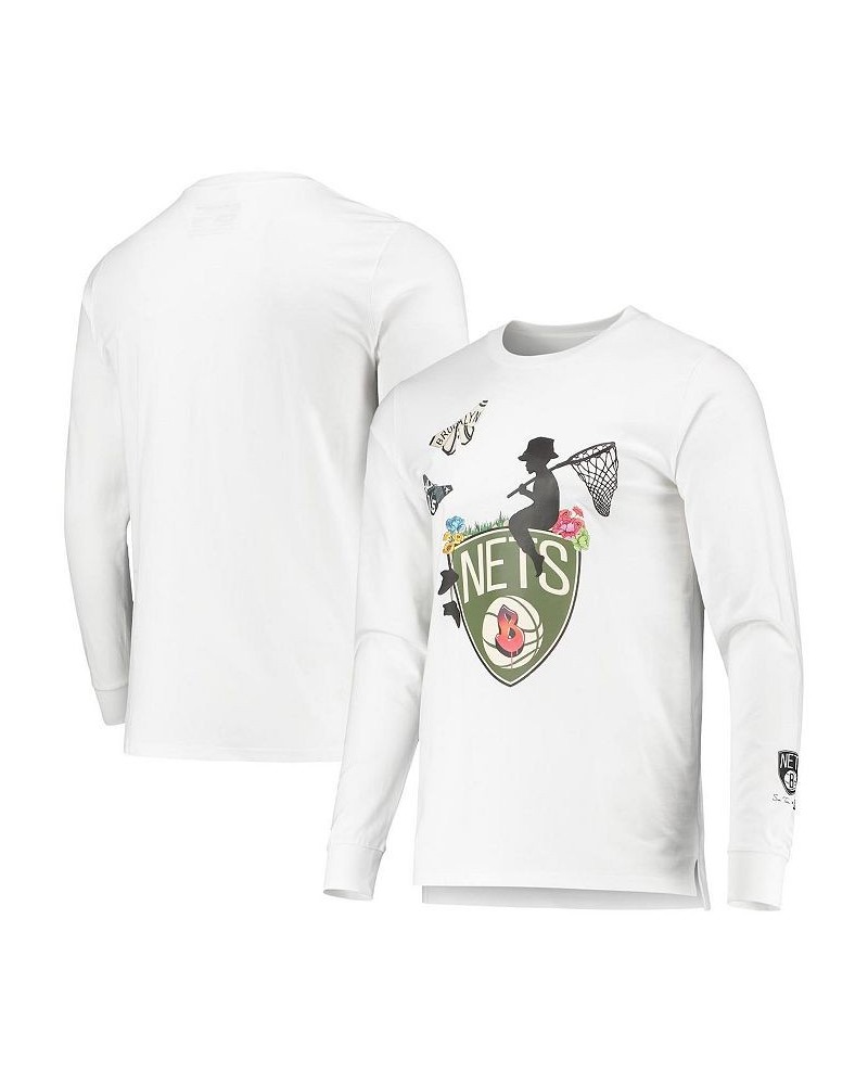 Men's White Brooklyn Nets Sue Tsai Long Sleeve T-shirt $45.00 T-Shirts