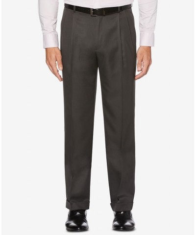 Men's Classic/Regular Fit Elastic Waist Double Pleated Cuffed Dress Pants Gray $51.30 Pants