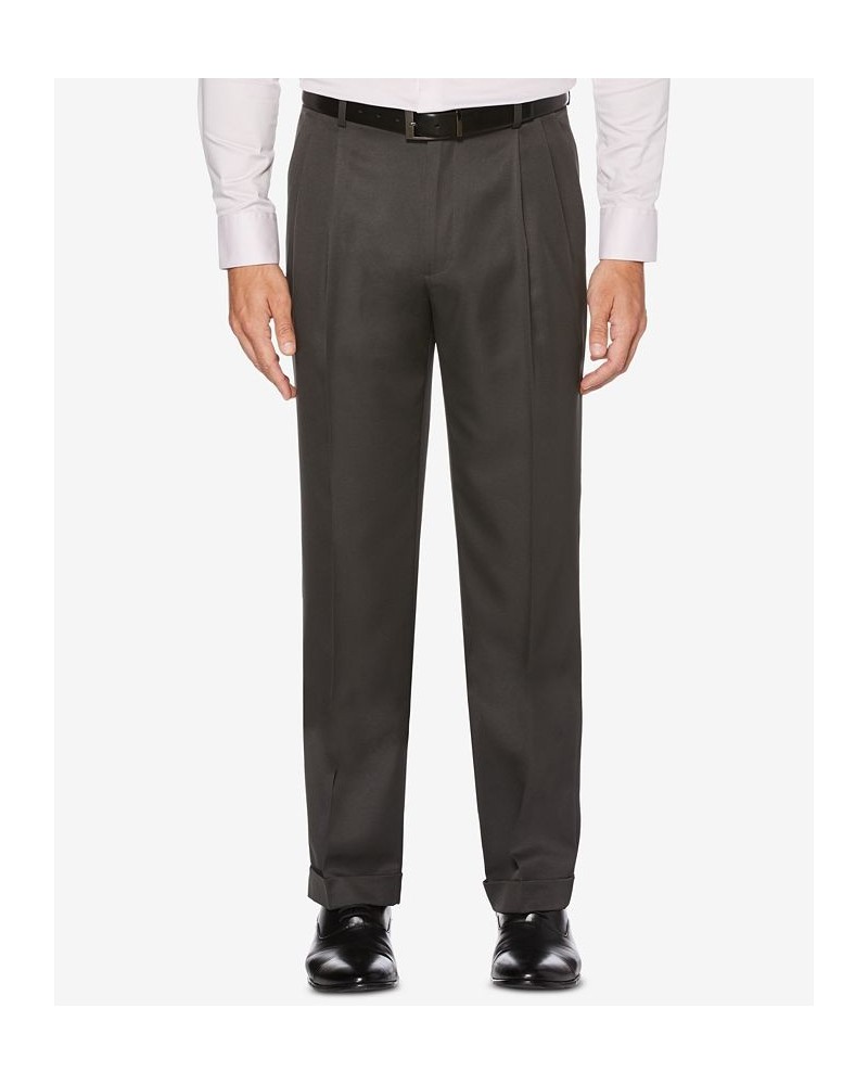 Men's Classic/Regular Fit Elastic Waist Double Pleated Cuffed Dress Pants Gray $51.30 Pants