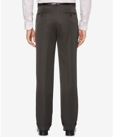 Men's Classic/Regular Fit Elastic Waist Double Pleated Cuffed Dress Pants Gray $51.30 Pants