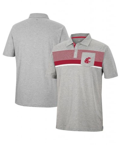 Men's Heathered Gray Washington State Cougars Golfer Pocket Polo Shirt $26.95 Polo Shirts