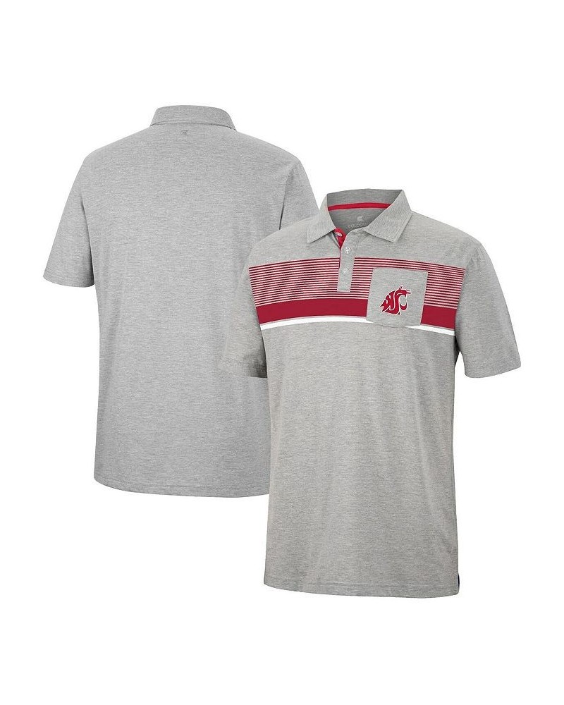 Men's Heathered Gray Washington State Cougars Golfer Pocket Polo Shirt $26.95 Polo Shirts