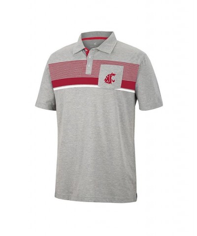 Men's Heathered Gray Washington State Cougars Golfer Pocket Polo Shirt $26.95 Polo Shirts