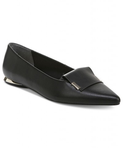 Women's Samantha Pointed-Toe Loafer Flats Black $41.17 Shoes