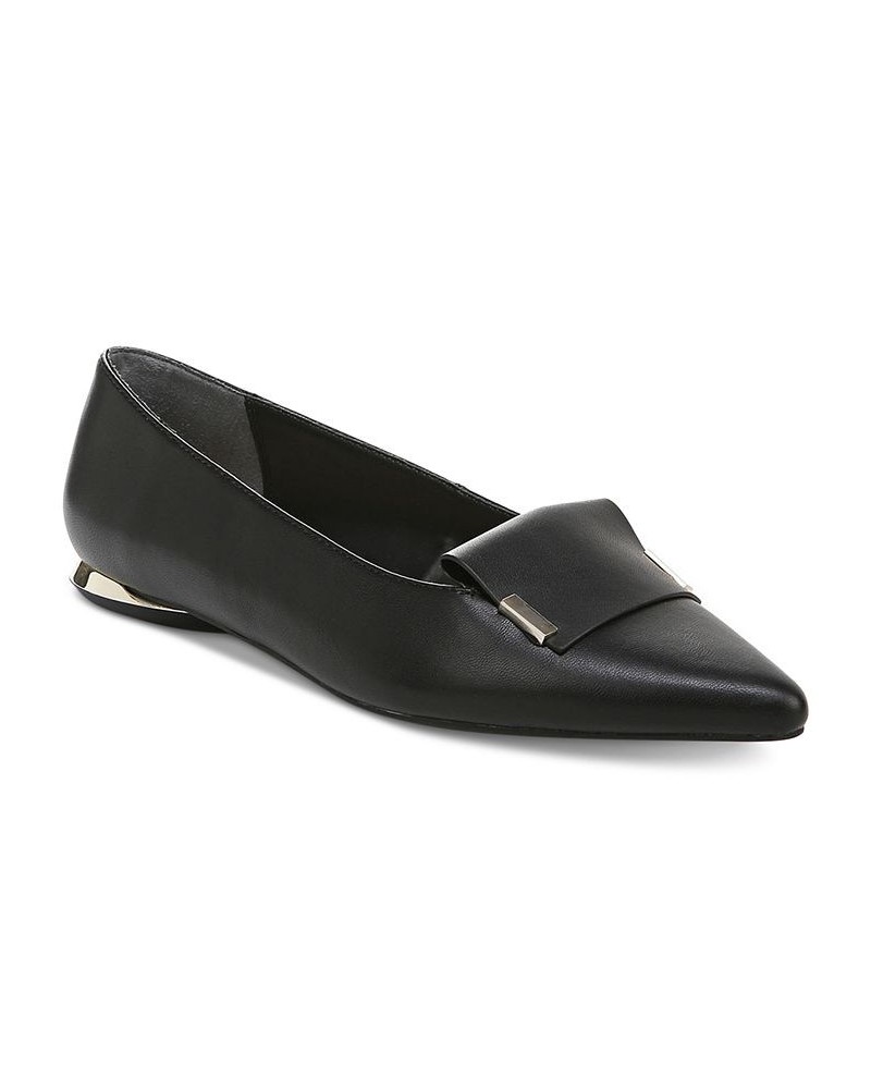 Women's Samantha Pointed-Toe Loafer Flats Black $41.17 Shoes