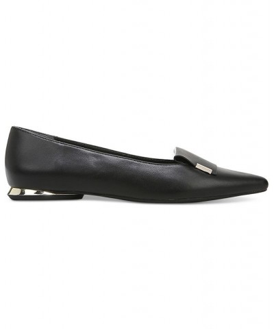 Women's Samantha Pointed-Toe Loafer Flats Black $41.17 Shoes