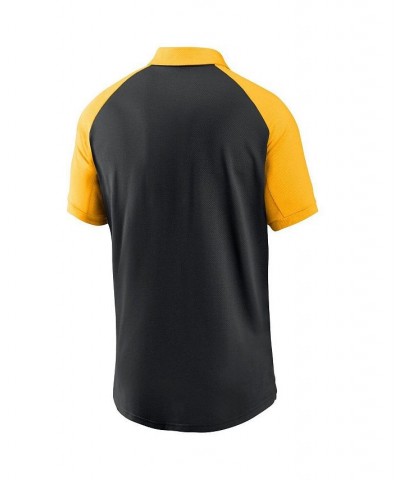 Men's Black Pittsburgh Steelers Raglan Tri-Blend Performance Polo Shirt $37.60 Polo Shirts