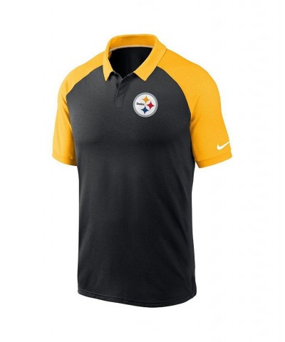 Men's Black Pittsburgh Steelers Raglan Tri-Blend Performance Polo Shirt $37.60 Polo Shirts