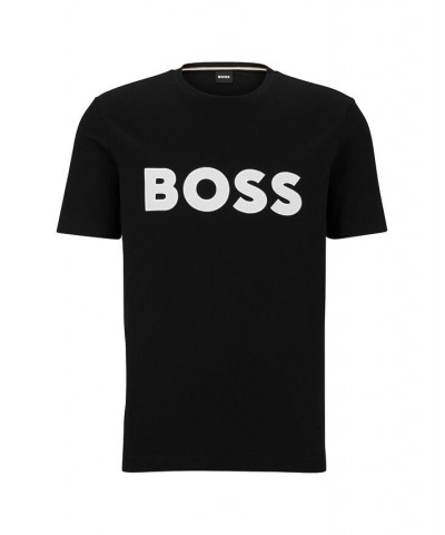 BOSS Men's Cotton-Jersey Regular-Fit Logo Applique T-shirt Black $40.48 T-Shirts