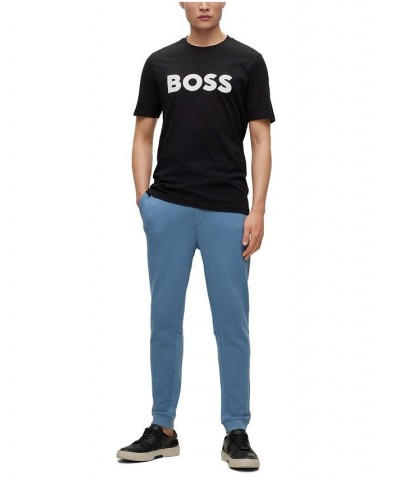 BOSS Men's Cotton-Jersey Regular-Fit Logo Applique T-shirt Black $40.48 T-Shirts