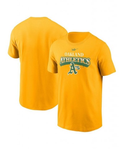 Men's Gold Oakland Athletics Cooperstown Collection Rewind Arch T-shirt $22.94 T-Shirts