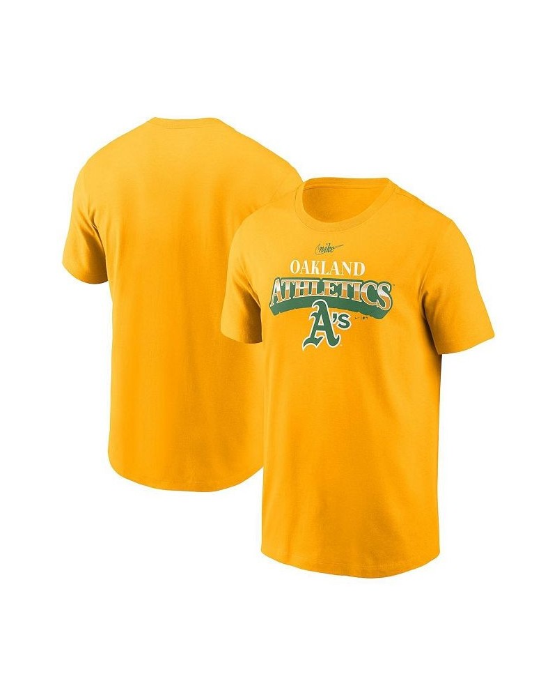 Men's Gold Oakland Athletics Cooperstown Collection Rewind Arch T-shirt $22.94 T-Shirts