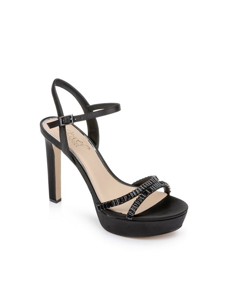 Women's Gallant Platform Evening Sandals Black $44.48 Shoes