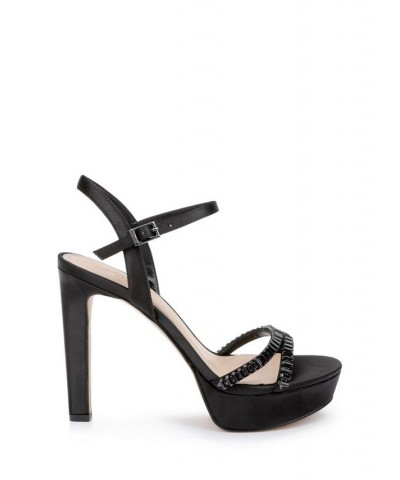 Women's Gallant Platform Evening Sandals Black $44.48 Shoes