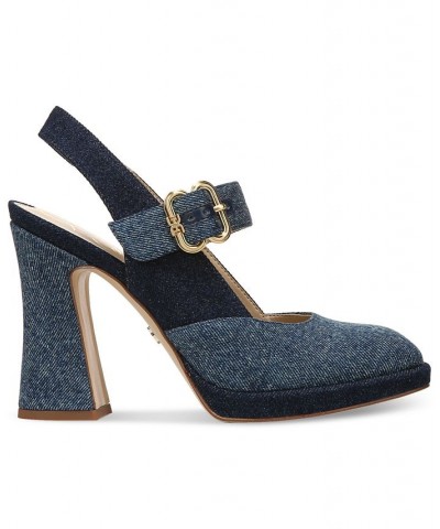 Women's Jildie Mary Jane Slingback Pumps Blue $52.50 Shoes