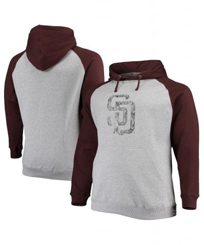 Men's Branded Heather Gray, Brown San Diego Padres Big and Tall Raglan Pullover Hoodie $36.39 Sweatshirt