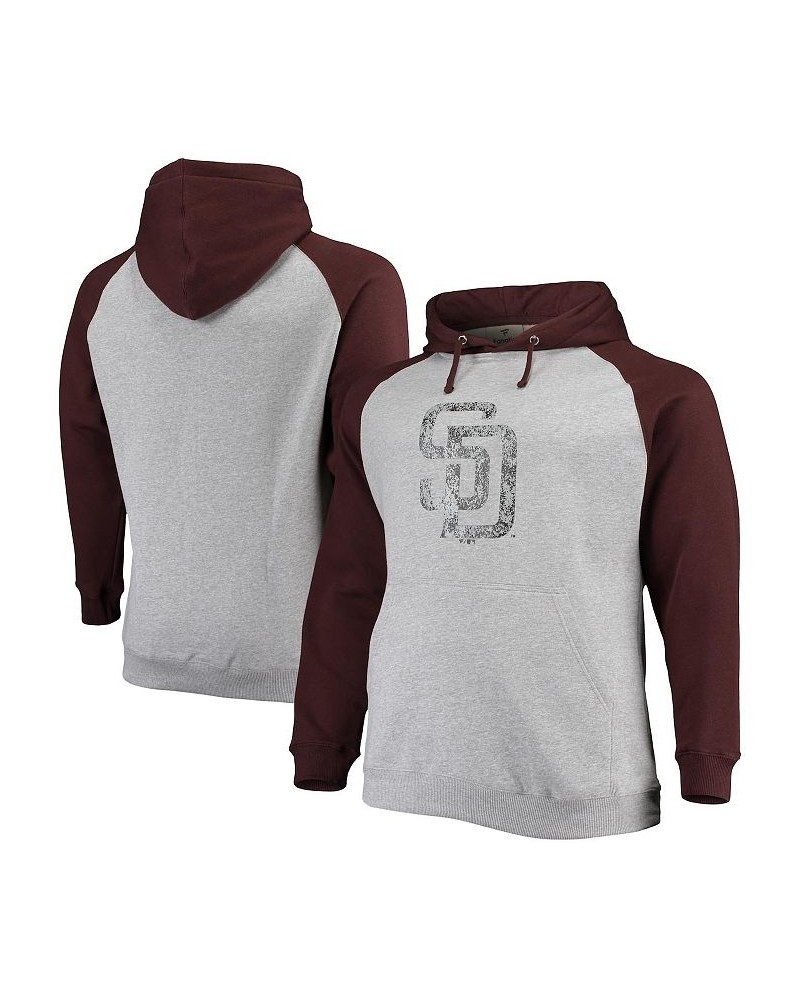 Men's Branded Heather Gray, Brown San Diego Padres Big and Tall Raglan Pullover Hoodie $36.39 Sweatshirt