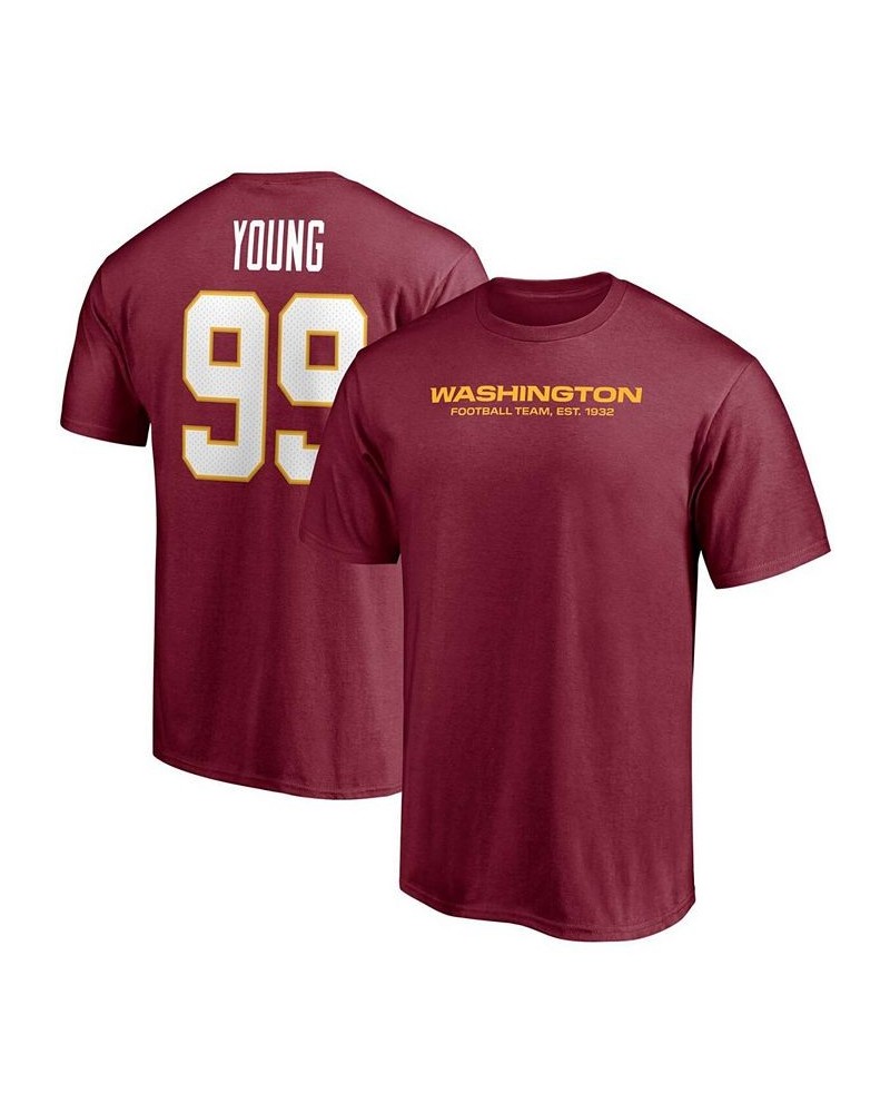 Men's Chase Young Burgundy Washington Football Team Player Icon Name and Number T-shirt $13.60 T-Shirts