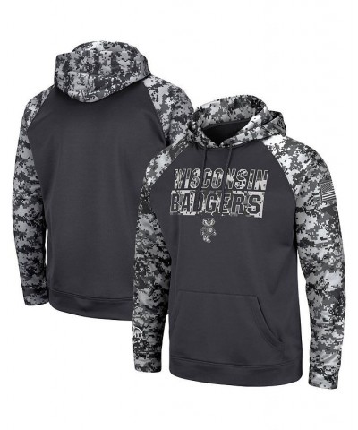 Men's Charcoal Wisconsin Badgers OHT Military-Inspired Appreciation Digi Camo Big and Tall Pullover Hoodie $33.75 Sweatshirt