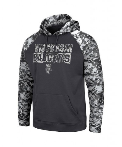 Men's Charcoal Wisconsin Badgers OHT Military-Inspired Appreciation Digi Camo Big and Tall Pullover Hoodie $33.75 Sweatshirt