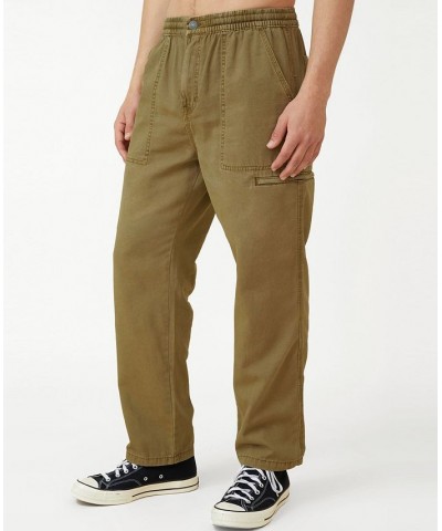 Men's Slim Fit Elastic Worker Pants Brown $26.40 Pants