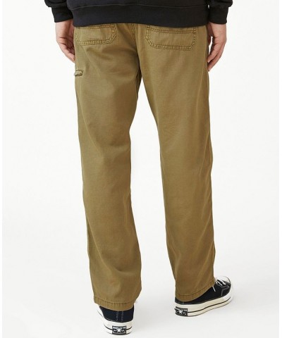 Men's Slim Fit Elastic Worker Pants Brown $26.40 Pants