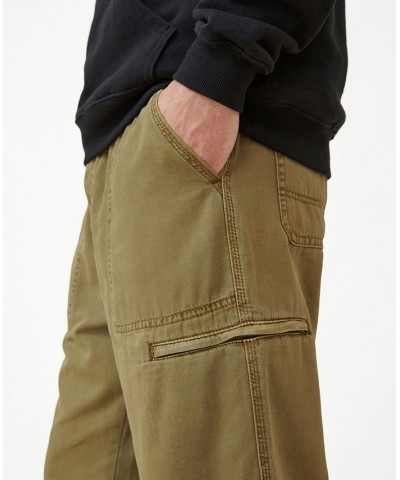 Men's Slim Fit Elastic Worker Pants Brown $26.40 Pants