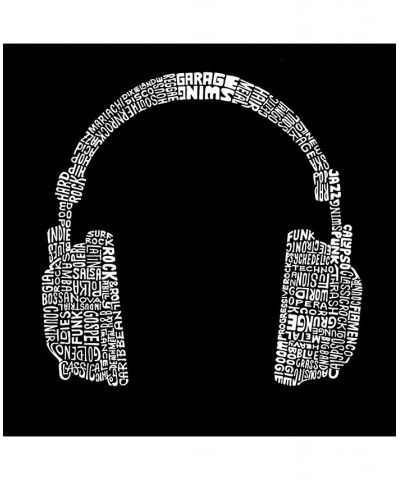 Men's Word Art Hoodie - Headphones - 63 Genres of Music Black $35.39 Sweatshirt