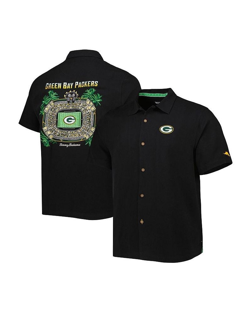 Men's Black Green Bay Packers Top of Your Game Camp Button-Up Shirt $93.10 Shirts