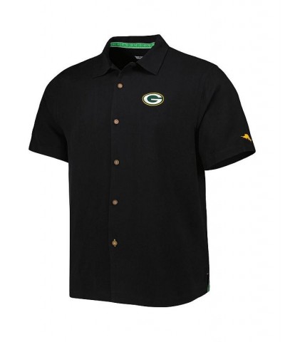 Men's Black Green Bay Packers Top of Your Game Camp Button-Up Shirt $93.10 Shirts