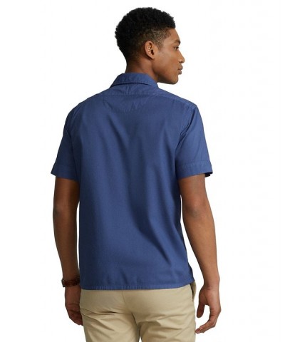 Classic Fit Woven Camp Shirt Blue $32.55 Shirts