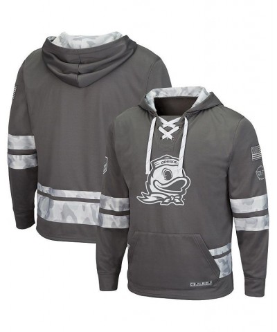 Men's Gray Oregon Ducks OHT Military-Inspired Appreciation Lace-Up Pullover Hoodie $42.39 Sweatshirt