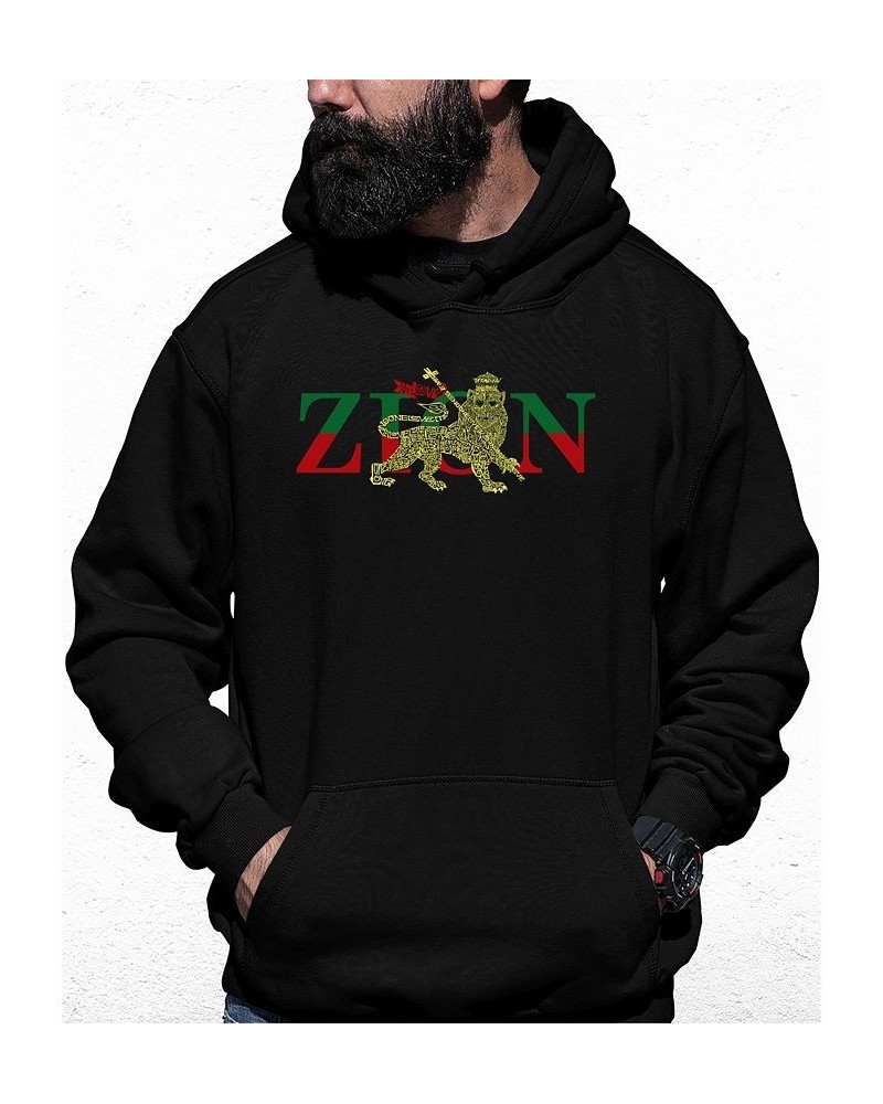 Men's Zion - One Love Word Art Hooded Sweatshirt Black $28.20 Sweatshirt