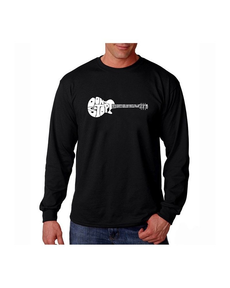 Men's Word Art Long Sleeve T-Shirt - Don't Stop Believin Black $21.99 T-Shirts