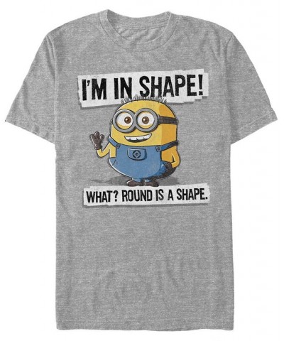 Minions Men's Round Is A Shape Bob Short Sleeve T-Shirt Gray $17.84 T-Shirts