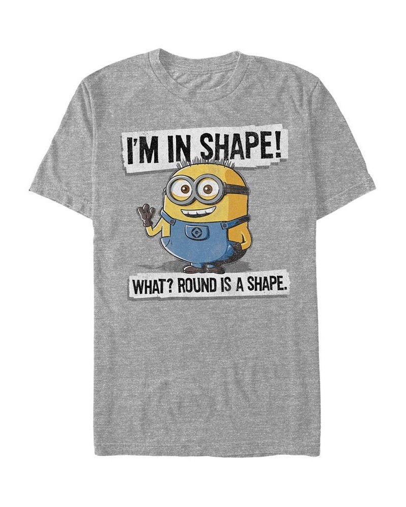 Minions Men's Round Is A Shape Bob Short Sleeve T-Shirt Gray $17.84 T-Shirts