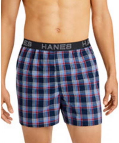 Men's 3-Pk. Ultimate Comfort Flex Fit Stretch Woven Boxers Blue $15.60 Underwear