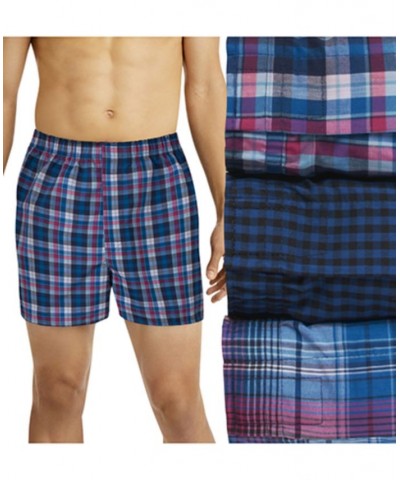 Men's 3-Pk. Ultimate Comfort Flex Fit Stretch Woven Boxers Blue $15.60 Underwear