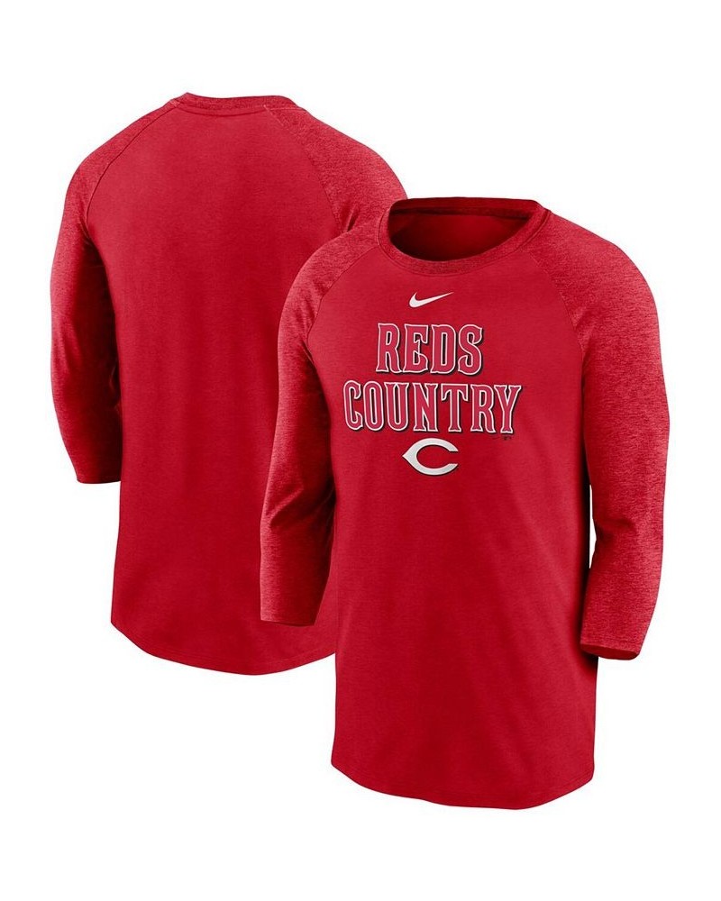 Men's Red Cincinnati Reds Local Phrase Tri-Blend 3/4th Sleeve Raglan T-shirt $28.59 T-Shirts