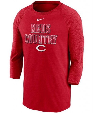 Men's Red Cincinnati Reds Local Phrase Tri-Blend 3/4th Sleeve Raglan T-shirt $28.59 T-Shirts