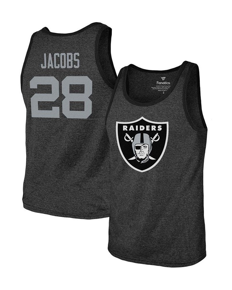 Men's Josh Jacobs Black Las Vegas Raiders Name Number Tri-Blend Tank Top $17.20 T-Shirts