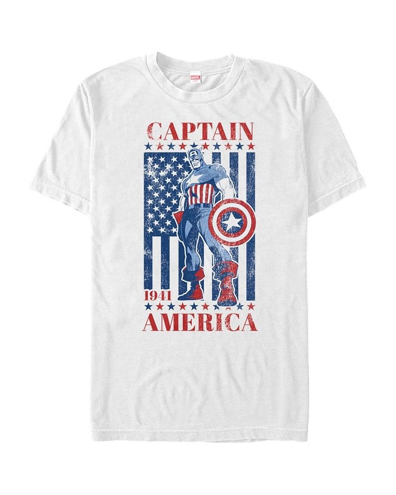 Marvel Men's Comic Collection Captain America Patriotic Stance Short Sleeve T-Shirt White $17.50 T-Shirts